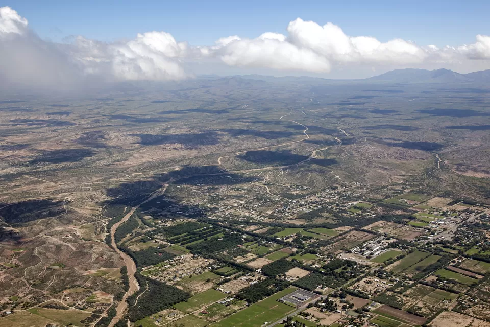The San Pedro River where it passes through Saint David, south of Benson, Arizona.